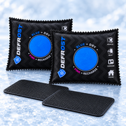 DEFROST bundle with two dehumidifier bags and two dashboard mats